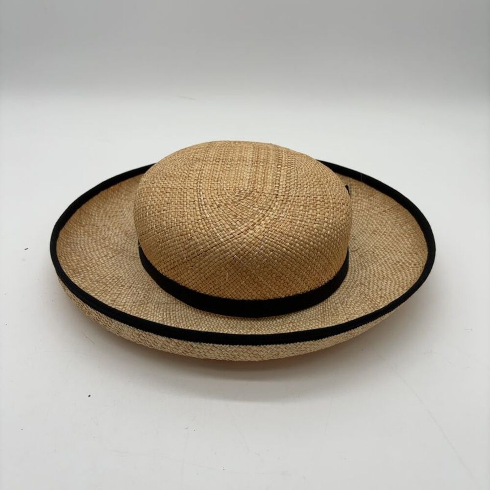 Zimmermann Natural Straw Wide-Brim Hat with Black Trim - Picture 2 of 5